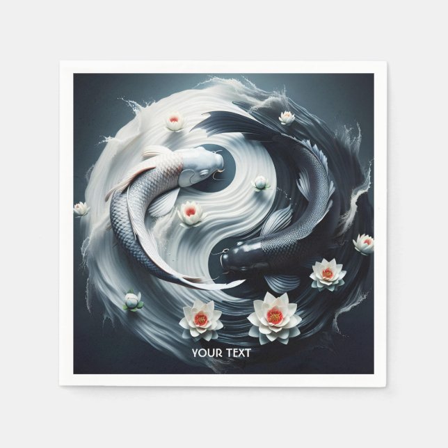 Serviette En Papier Poisson noir blanc mignon Imaginaire (Devant)