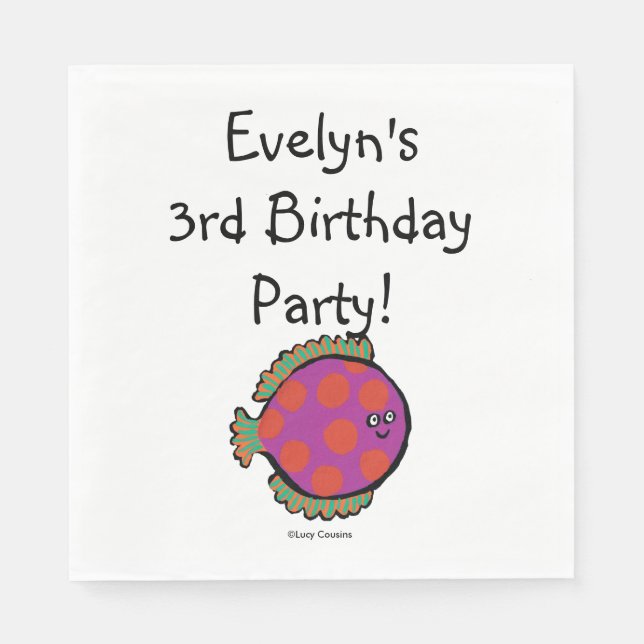 Serviette En Papier Poisson rose et orange Polka-Dot (Devant)