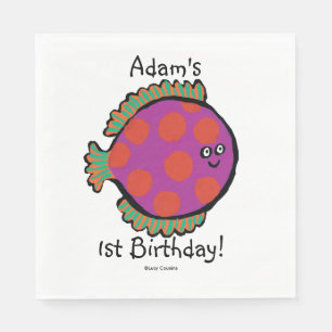 Serviette En Papier Poisson rose et orange Polka-Dot