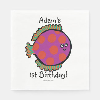 Serviette En Papier Poisson rose et orange Polka-Dot