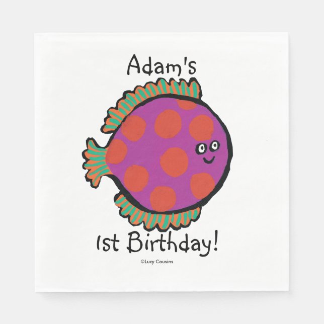 Serviette En Papier Poisson rose et orange Polka-Dot (Devant)