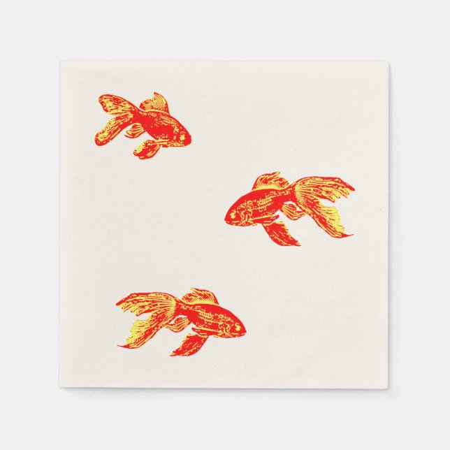 Serviette En Papier poisson rouge (Devant)