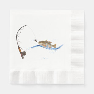 Serviette En Papier poisson sur la ligne de pêche