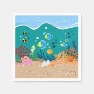 Serviette En Papier Poisson tropical sous la mer fête d'anniversaire