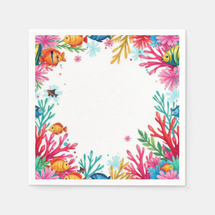 Serviette En Papier Poisson tropical vibrant Corail Océan   Océan colo