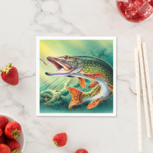 Serviette En Papier Poisson vintage toute fin serviettes de fête