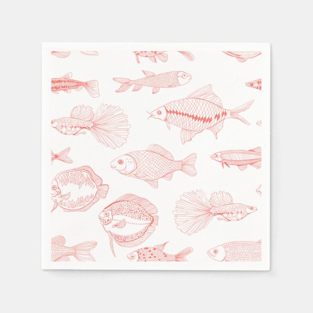 Serviette En Papier Poissons (Devant)