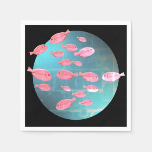Serviette En Papier Poissons Art Cocktail Napkin