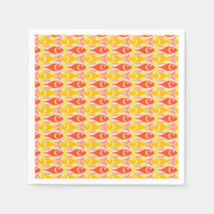 Serviette En Papier Poissons modernes de la moitié du siècle, orange