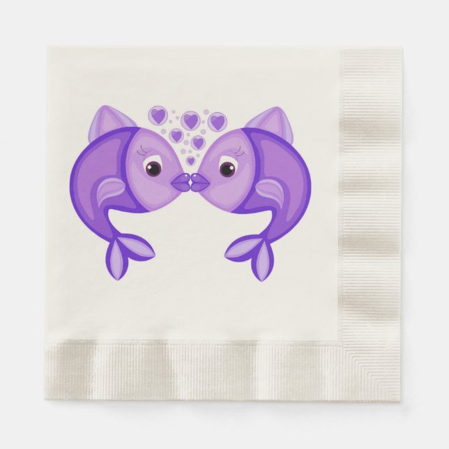 SERVIETTE EN PAPIER POISSONS S'EMBRASSANT (Devant)