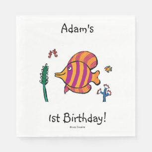 Serviette En Papier Poissons tropicaux oranges et pourpres avec des
