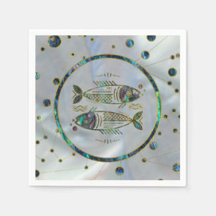Serviette En Papier Poissons Zodiac or Abalone sur Constellation