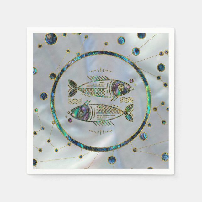 Serviette En Papier Poissons Zodiac or Abalone sur Constellation (Devant)
