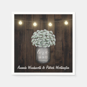 Serviette En Papier Poitrine de Mason rustique + serviettes Mariage de