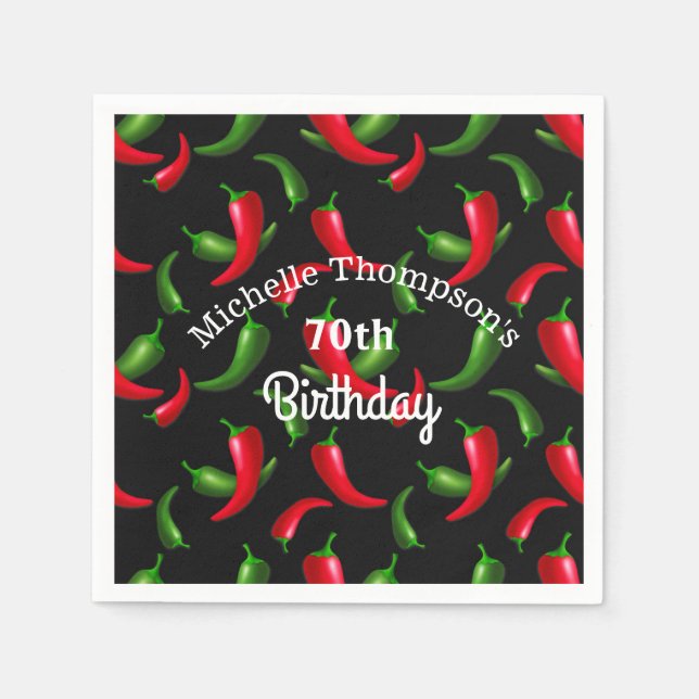 Serviette En Papier Poivre rouge et vert serviettes d'anniversaire (Devant)