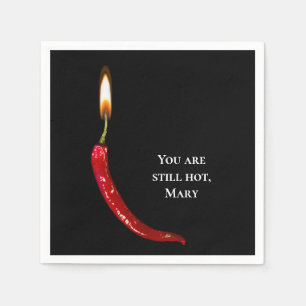 Serviette En Papier poivron rouge avec flamme de bougie anniversaire