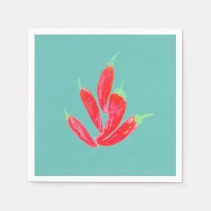 Serviette En Papier Poivrons Aquarelle Rouge Habanero Chili