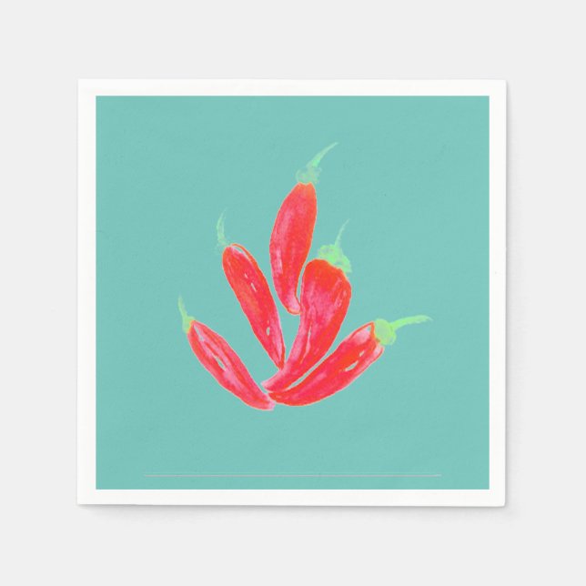 Serviette En Papier Poivrons aquarelles Red Habanero Chili (Devant)