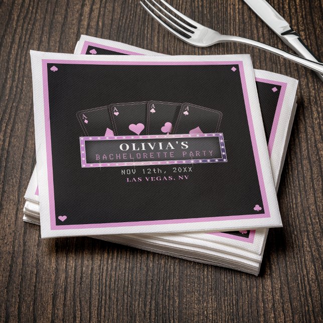 Serviette En Papier Poker Aces rose et noir Bachelorette Party (Poker Aces Pink & Black Bachelorette Party Napkins
)