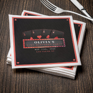 Serviette En Papier Poker Aces Rouge et Noir 21e fête d'anniversaire