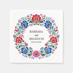 Serviette En Papier Polaire folklorique Polska Floral Traditionnel Vin