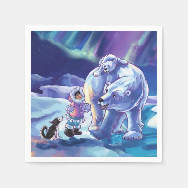 Serviette En Papier Polar Pals Art (Devant)