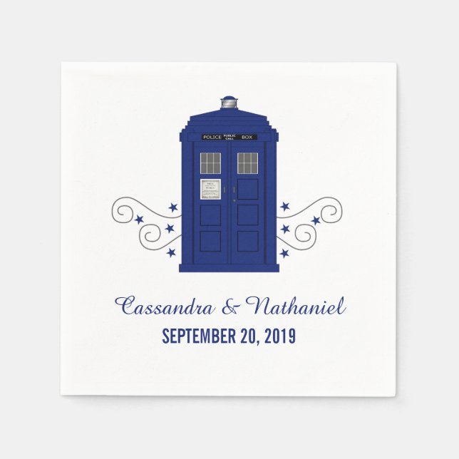 Serviette En Papier Police Box Mariage Papier Napkins v3 (Devant)