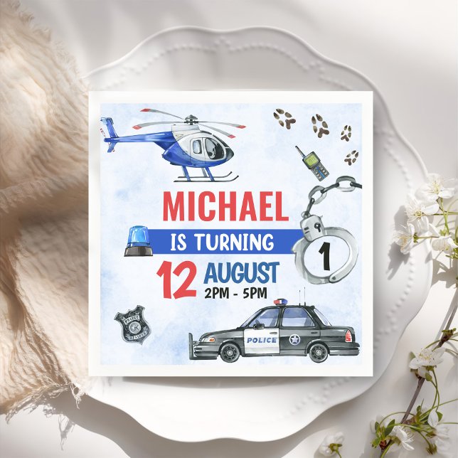 Serviette En Papier Police Boy 1er anniversaire fête (Créateur téléchargé)