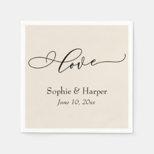 Serviette En Papier Police de caractères de luxe simple écriture amour