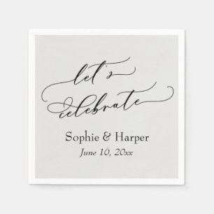 Serviette En Papier Police de caractères de luxe simple Let's Celebrat