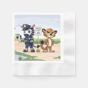 Serviette En Papier police mignonne zèbre & cheetah