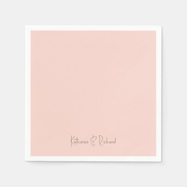 Serviette En Papier Police moderne Blush & Gold Script Name Cocktail (Devant)