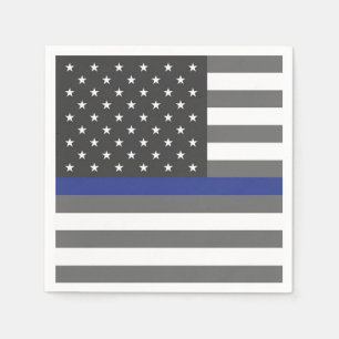 Serviette En Papier Police Policier Cop Mince Ligne Bleue Partie Napki