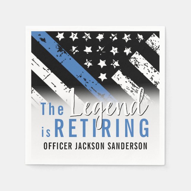 Serviette En Papier Police Retraite Ligne bleue Drapeau Application de (Devant)