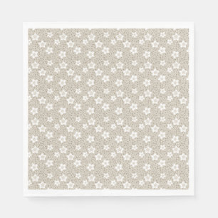 Serviette En Papier Polka beige point rétro avec étoiles et fleurs