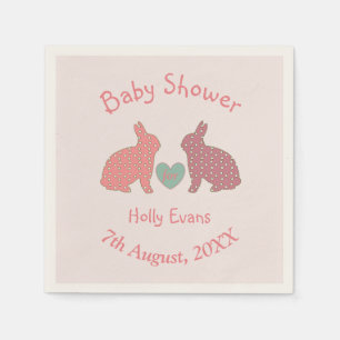 Serviette En Papier Polka Dot Bunnies Baby shower Personnalisé