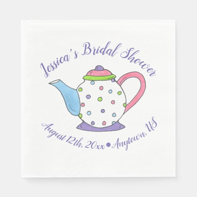 Serviette En Papier Polka Dot Teapot Après-Midi Tea Baby shower (Devant)