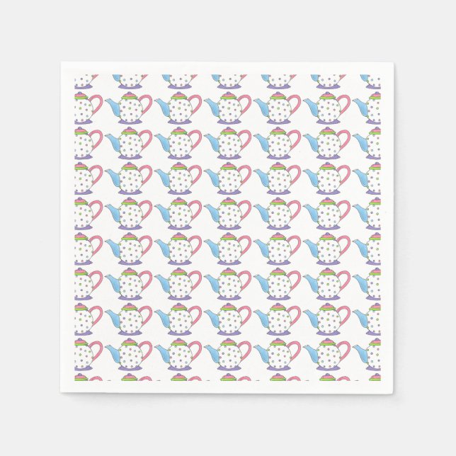 Serviette En Papier Polka Dot Teapot Après-Midi Tea Party Fête des mar (Devant)