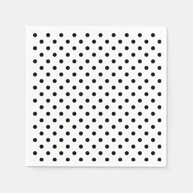 Serviette En Papier Polka-dots | retro black and white dots (Devant)