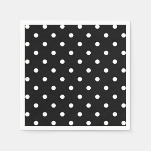 Serviette En Papier Polka noir et blanc point mode moderne