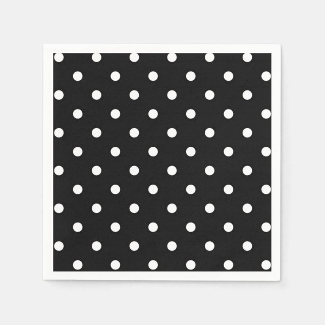 Serviette En Papier Polka noir et blanc point mode moderne (Devant)