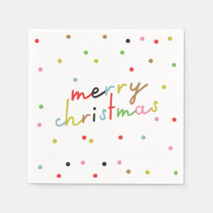 Serviette En Papier polka point COLORÉ retro Joyeux Fête de NOËL