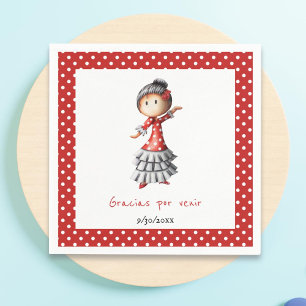 Serviette En Papier Polkda Dot Rouge Espagnol Sevillana Danseuse flame