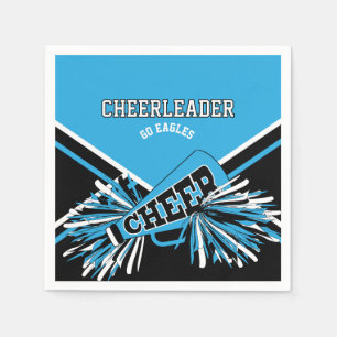 Serviette En Papier Pom-pom girl Bleu, Blanc et Noir