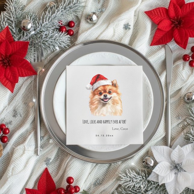 Serviette En Papier Pomeranian Custom Pet Christmas Wedding  Paper (Créateur téléchargé)