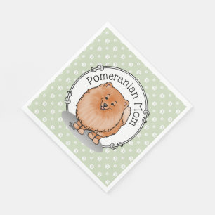 Serviette En Papier Pomeranian Maman Pom Maman (rouge orange) Mignonne