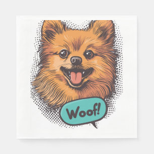 Serviette En Papier Poméranien Pop Art � Chien de Bande Dessinée Rétro
