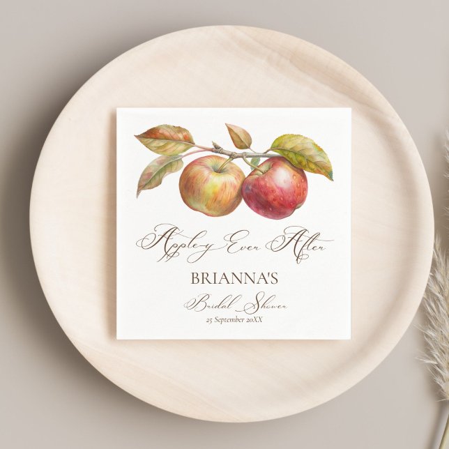 Serviette En Papier Pomme à tout jamais fête de mariage (Appley ever after apple fall bridal shower personalized monogrammed printed napkins table decor)