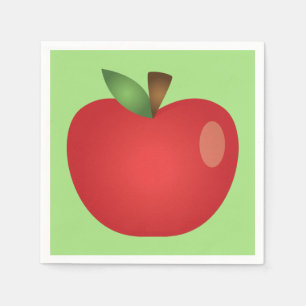 Serviette En Papier Pomme de dessin animé rouge sur fond vert