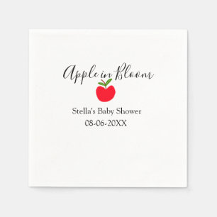 Serviette En Papier Pomme en fleurs Baby Shower pomme rouge nom date